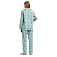 thumbnail image 4 of Apparonia Women's Pajama Sets 100% Cotton Flannel Ladies PJs Button Front Top Drawstring Bottoms Green Blossom L, 4 of 6