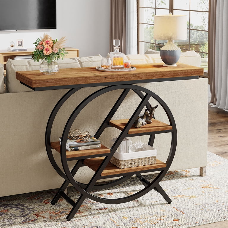Industrial Console Table Tribesigns 40-Inch With Staggered Shelves ...