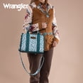 thumbnail image 5 of Wrangler Leopard Print Tote Bag for Women Western Purse Boho Top Handle Satchel Handbag with Signature Strap, Leopard-Turquoise, 5 of 8