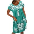thumbnail image 1 of QIPOPIQ Robe Maxi pour Femme Plage Élégante à Manches Courtes Tendance Décontractée Robes Aguichant d'Été Robe à Volants Imprimé Floral Chandail à Enfiler Robe à Col Rond Offres 2023, 1 of 5
