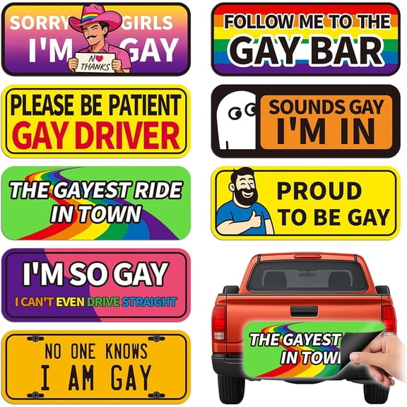 Funny Bumper Stickers Gay Pride Magnets Car Prank Magnetic BTQ for Vehicles and Trucks or Frid Magnet