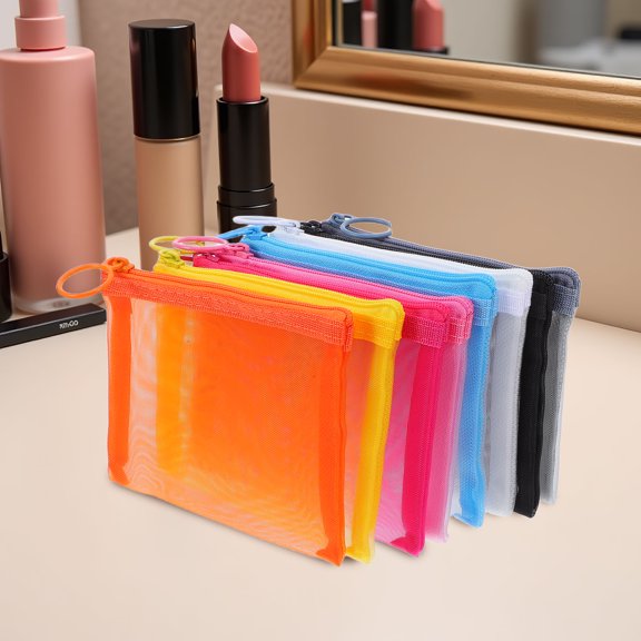 Uonlytech 8Pcs Clear Mesh Travel Cosmetic Pouch Small Lightweight Portable Storage Bag