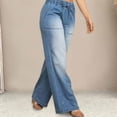 thumbnail image 6 of Miluxas Womens Plus Size Jeans High Waisted Straight Leg Wide Leg Jean Trendy Stretchy Drawstring Denim Pants Light Blue XL(XL), 6 of 6