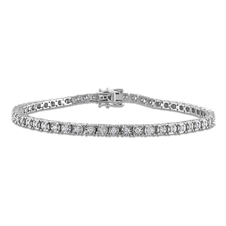 Created Forever Women's 2ct TW Lab-Grown Diamond Sterling Silver Tennis Bracelet