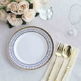thumbnail image 6 of Efavormart 10 Pack White Renaissance Plastic Dinner Plates With Gold Navy Blue Chord Rim, Round Disposable Party Plates - 9", 6 of 6