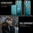 thumbnail image 6 of Magnetic 2 in 1 Detachable for iPhone 16e, Compatible with Magsafe Case with Card Holder, for Women Men PU Leather RFID Blocking Flip Kickstand Credit Slots for iPhone 16e, Blue, 6 of 12
