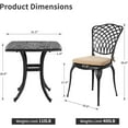 thumbnail image 7 of Bistro Set 3 Piece Rustproof Cast Aluminum Patio Furniture Set with 2 White Chairs and 1 Table for Outdoor Garden Balcony, 7 of 7