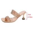 thumbnail image 5 of DIVVce Rhinestone Double Strap Kitten Heel Slides For Women Open Toe Slip On Comfort Evening Footwear, 5 of 8