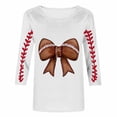 thumbnail image 4 of Ounisa T-Shirts à Manches 3/4 pour Femmes Col Rond Imprimé Football Coupe Ample Décontractée Printemps Été Jour de Match Usage Quotidien Mode Hauts P-5TG, 4 of 6