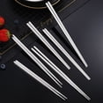thumbnail image 2 of Yesbay 5 Pairs Stainless Steel Chopsticks High Hardness Reusable Anti-Slip Lightweight Metal Chopsticks Household Heat Resistant Chopsticks for Vegetables Noodles Dumplings, 2 of 7