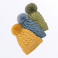 thumbnail image 5 of Gorros de invierno Gorros de mujer Gorro térmico de invierno con pompón de piel sintética Rojo Verde Cocina, Decoración y Otros, 5 of 5