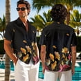 thumbnail image 7 of Psesaysky Golden Leaves Print Men's Button Down Shirts,Women's Flared Mini Dress Sleeveless Sundress for Summer Beach Valentine's Day Couple Matching Outfit,Art Design, 7 of 7