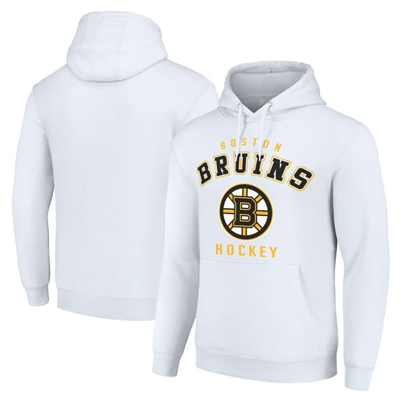 Men's Starter White Boston Bruins  Logo Pullover Hoodie