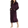thumbnail image 1 of Womens Robes Plush Fleece Hooded Bathrobe Thick Nightgown with Pockets Sleepwear Deep Robe XL, 1 of 8