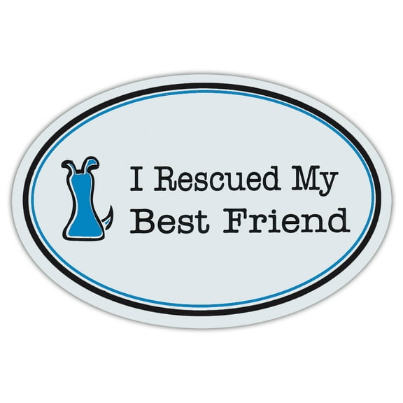 Oval Shaped Pet Magnets: I Rescued My Best Friend (Blue) | Cars, Trucks