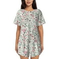 thumbnail image 1 of Balery Fairy Floral Conjunto de Pijama para Mujer con Estampado, Dos Piezas de Manga Corta y Shorts, Ropa de Dormir Suave con Cuello Redondo y Bolsillos-Small, 1 of 6