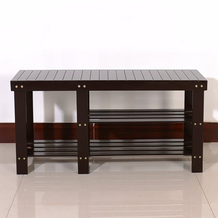 Entranceway Storage 3-Tier Entryway Bench, SEGMART Damp-proof Bamboo Shoe and Boot Rack Bench, Sturdy Boot Organizers and Storage, Door Shoe Rack for Cubby Closet, Wardrobe, Cabinet, Garage, Entrance, Q0754 ()