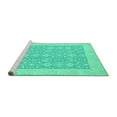 thumbnail image 2 of Ahgly Company Machine Washable Indoor Rectangle Oriental Turquoise Blue Traditional Area Rugs, 5' x 8', 2 of 4