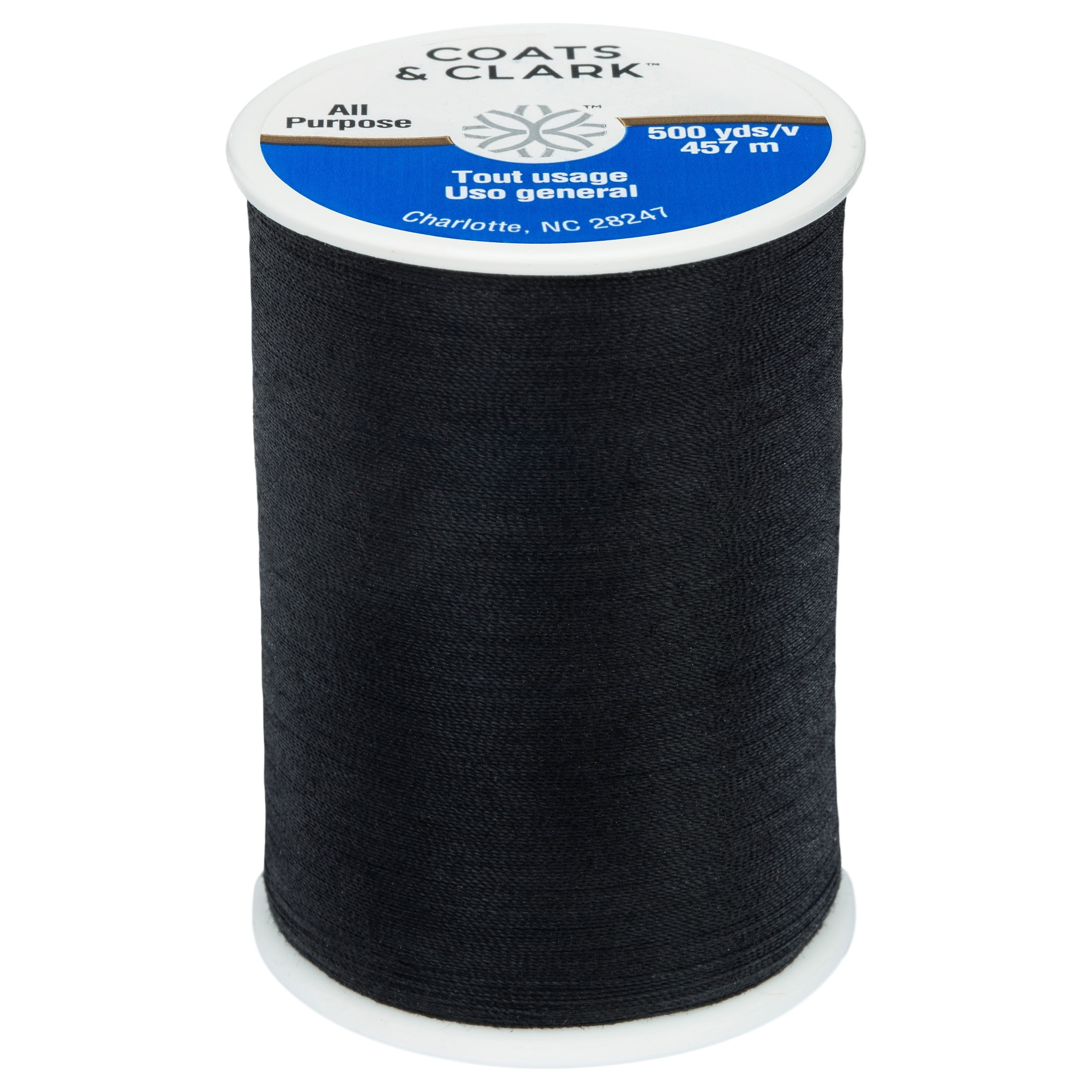 Coats & Clark All Purpose Black Polyester Thread, 500 Yards