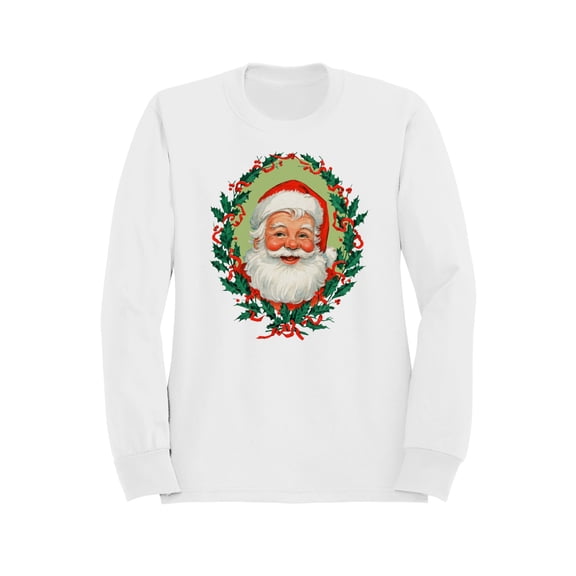 Jolly Santa with Holly Wreath Women's Sweatshirt