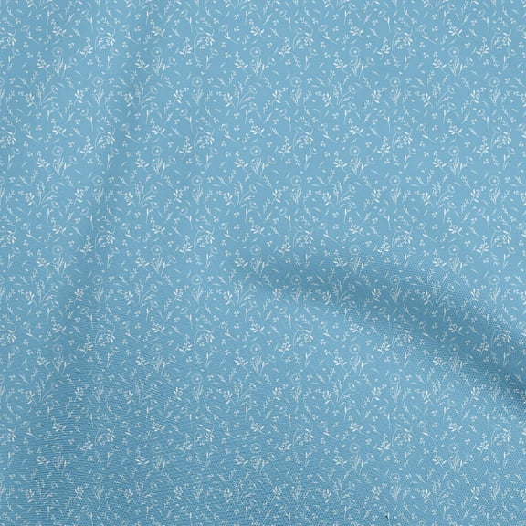 oneOone Cotton Poplin Light Blue Fabric Floral Fabric For Sewing Printed Craft Fabric By The Yard 42 Inch Wide