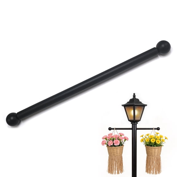 Lamp Post Cross Arm with Removable Knobs - 16 Inch Heavy Duty Steel Cross Bar & Ladder Rest, Replacement Arm for Outdoor Light Posts