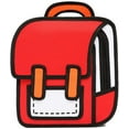 thumbnail image 1 of Girls Boys Jump Style 3D Backpack 16Inch 2D Drawing Anime Comic Cartoon Backpack Daypack Large (Yellow) (Red), 1 of 7