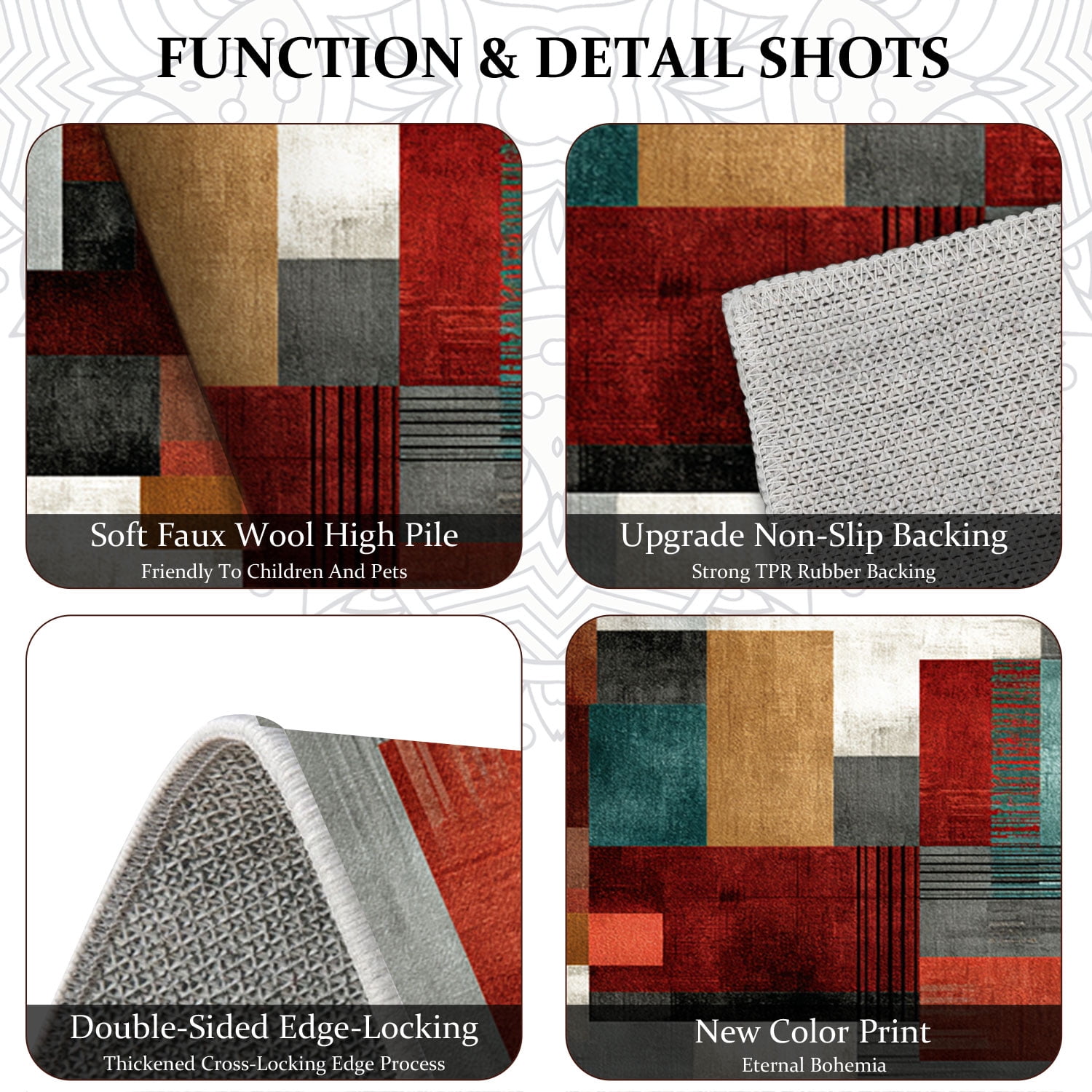 3 Piece Kitchen Rug Set, Abstract Pattern Kitchen Hallway Rug, Soft And Comfortable, Suitable For Sinks, Floors, Entrances, Hallways And Bathrooms
