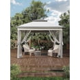 thumbnail image 1 of Pop Up Canopy Gazebo Tent 11x11ft Dark Gray + Light Gray - Outdoor with Mosquito Netting & UV/Water-Resistant Canopy, Easy Setup Steel Frame, Includes Mesh Screen, Ropes, Stakes, Sandbags & Wheeled B, 1 of 7