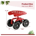thumbnail image 3 of Garden Seat with Wheels, Heavy-Duty Utility Stool Cart with Adjustable 11"-16" Height & 360° Rotatable, Rolling Garden Cart with Seat for Lawn Planting, Yard Work, Patio Gardening (Red), 3 of 6
