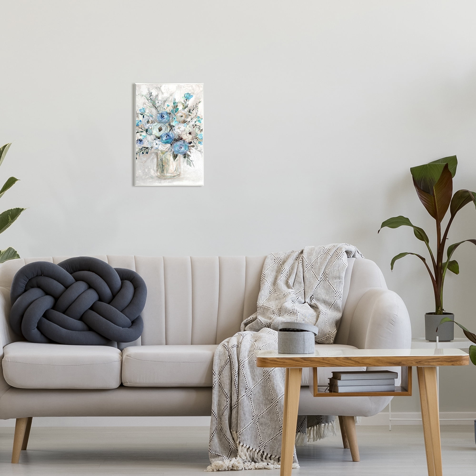 Stupell Industries Abstract Blue Rose Arrangement Botanical & Floral Painting Unframed Art Print Wall Art