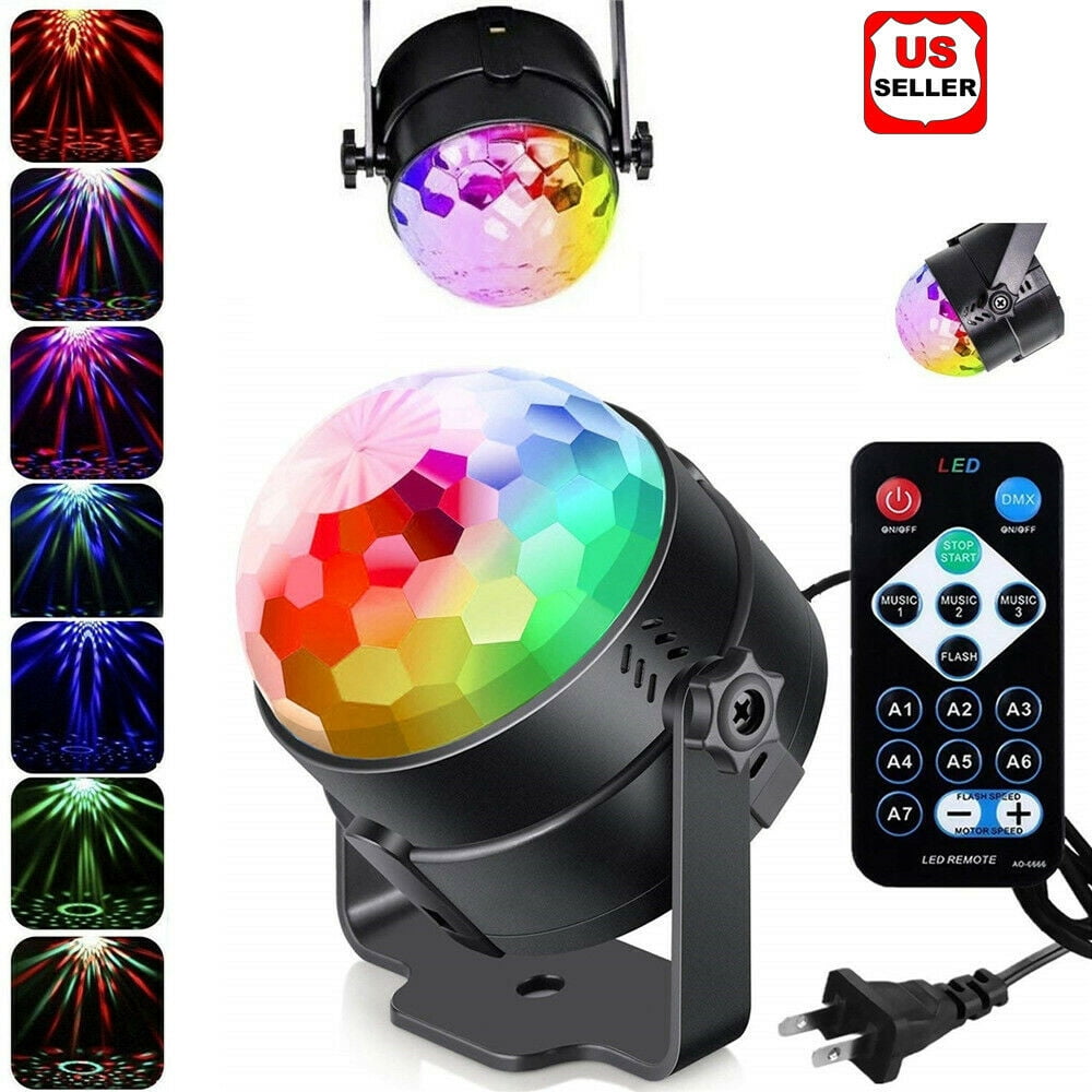 RBG Disco Ball Strobe Lamp Stage Par Light for Festival Bar Club Party Wedding Show Home Party Lights Disco Ball 7 Colors Sound Activated Party Lights with Remote Control Dj Lighting Disco Ball