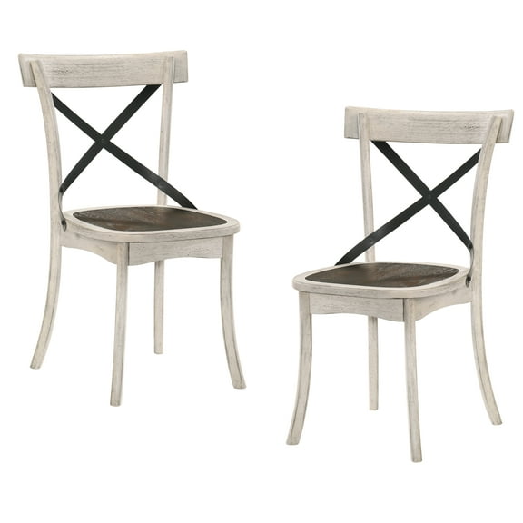 Furniture of America Acres Farmhouse Wood Dining Chair-Set of 2, Antique White