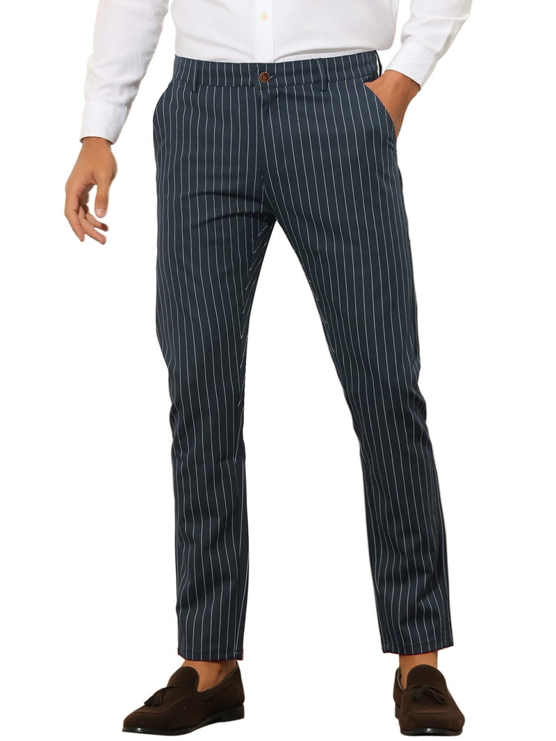 INSPIRE CHIC Stripes Dress Pants for Men's Slim Fit Business