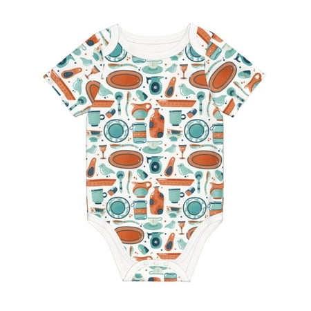 

Matuu Cute Tableware for Baby Short-Sleeve Bodysuit Soft Cotton Comfortable and Breathable Perfect for Newborns and Infants