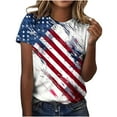 thumbnail image 2 of VKOYWKM American Flag Tshirts Shirts for Women Short Sleeve Patriotic Top 4th of July USA Flag Stars and Stripes Graphic Tee Holiday Crew Neck Independence Day T-Shirts, 2 of 5