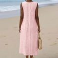 thumbnail image 4 of ClodeEU Women's Crew Neck Sleeveless Eyelet Embroidery Midi Dress,Summer Casual Loose Dress with Pocket Pink,Women's Plus XL, 4 of 8