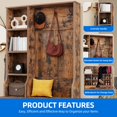 thumbnail image 6 of Dextrus 39" Hall Tree with Shoe Storage, Coat Rack with Bench for Entryway Corner Narrow Adjustable Shelf, Brown, 6 of 10