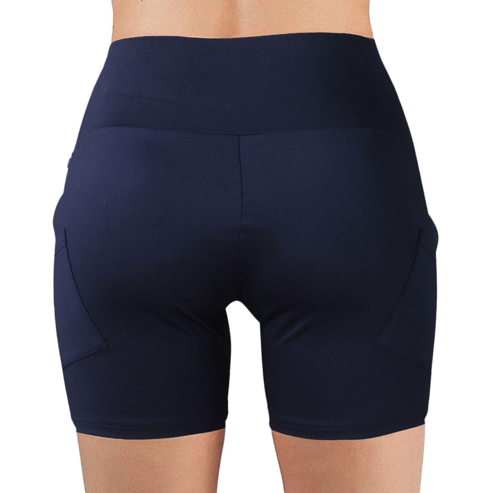 Skpblutn Women'S Pants Yoga Shorts With Side Pockets Workout Running  Compression Athletic Biker Shorts High Waist Black S