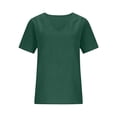 thumbnail image 6 of Womens Plus Size Tops Short Sleeve Solid Cotton Linen Shirts V-Neck Blouses Summer Fashion Casual Shirts, 6 of 6