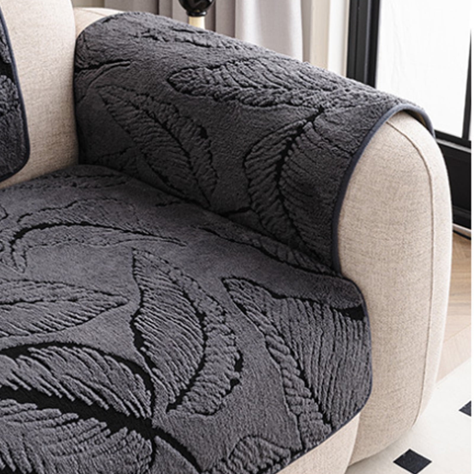 Horivan 3 Packs Winter Flannel Sofa Cushion Thickened Reversible Non-Slip Pad for Living Room Furniture Protector Cozy Home Decor Accessories