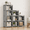 Three-row Grey, variant on HioHa 4-Cube Storage Organizer, Portable Cube Shelf Bookcase, Space Saving Cubby Storage Shelves for Closet, Bedroom, Home Office, Gray