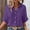 Purple, variant on Hrsba Womens Long Sleeve Tops,Plus Size Casual Tops for Women's Casual Solid Color Elbow Length Half Sleeve Button Short Sleeved Turndown Collar Blouse Tops/shirt