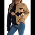 thumbnail image 3 of Suéteres de Halloween para Mujer, Divertidos Jerseys de Punto de Larga, Lindas Camisetas de Cuello Redondo con Fantasmas, Conjuntos de Otoño. Caqui M, 3 of 10