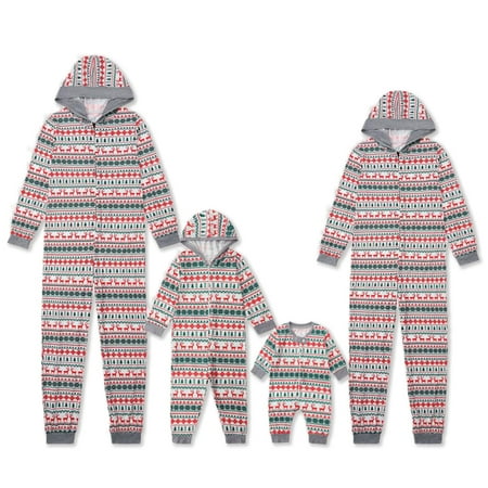 

SYNPOS Christmas Family Matching Pajamas Elk Stripe Onesie Loungewear