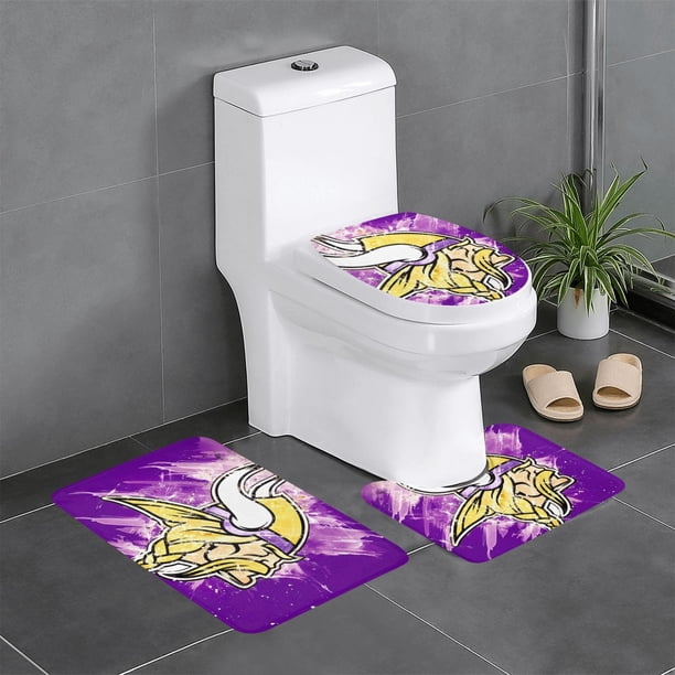 Juego de 3 alfombras de baño del equipo Vikings, alfombra antideslizante para baño, 31,5 x 20 pulgadas
