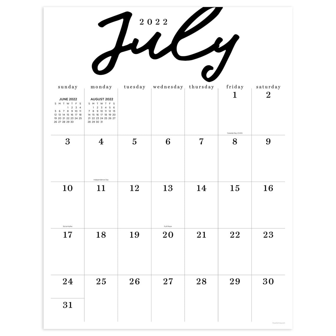 TF Publishing July 2022 - June 2023, Farmhouse Script Large Art Poster Wall Calendar