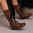 thumbnail image 6 of Tawop Women Boots Mid-Calf Lace Up Round Toe Winter Boots, 6 of 8