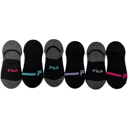 Fila Women's 6-Pack Basic Stripe Liner Socks Black