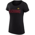 thumbnail image 2 of Women's G-III 4Her by Carl Banks Black Chicago Blackhawks Super-Slim Fit Lightweight Dot Print Team T-Shirt, 2 of 3
